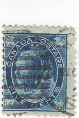 Canada - Scott # 70 - 5c Dark Blue - Queen Victoria - Used - Image 1 of 2