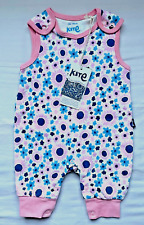Kite Organic Textiles Baby Dungarees Pink & Blue Flowers 1month 56cm