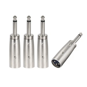 XLR Male to 1/4" Male TRS Adapter,Microphones Audio Connector,Mic Male Plug 4pcs - Picture 1 of 4