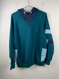 Vintage Christian Dior Monsieur Hoodie Mens L Green Henley Pullover Fleece - Picture 1 of 6