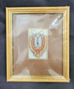 Meenakari Embossed 3D Art on Marble Framed Ethnic Indian Necklace Art Hand Made - Picture 1 of 1