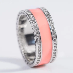 Elegant Silver Plated Ring Women Cubic Zircon Jewelry Wedding Ring Sz 6-10 - Picture 1 of 5