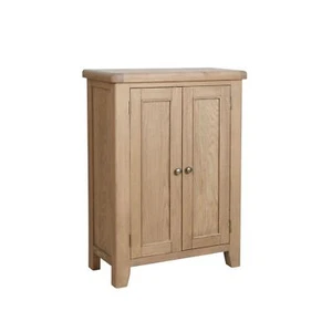 Holcombe Shoe Cabinet Cupboard 2 Door Hallway Storage Oak Rack Stand Solid Wood - Picture 1 of 12