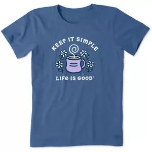 LIFE IS GOOD WOMEN S/S CRUSHER TEE ...DAISIES... 'KEEP IT SIMPLE COFFEE" (XL) - Picture 1 of 2