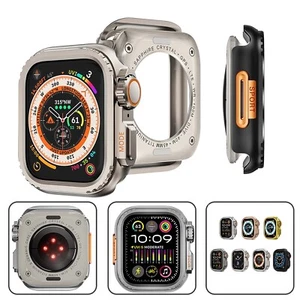 Metal Case For Apple Watch 46/45/44mm iwatch 10 9 8 se 7 6 5 4 TPU Bumper Cover - Picture 1 of 25