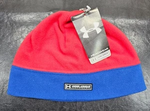 Under Armour Fleece Beanie rot blau zweifarbig gefütterte arktische Beanie-Mütze Einheitsgröße neu mit Etikett - Bild 1 von 11