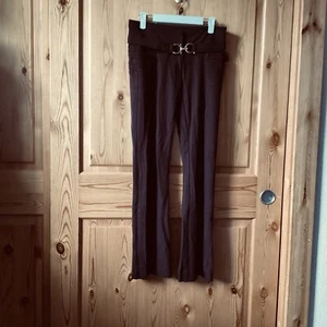 Pantalones de colección Y2K Cache Contour 27 x 31 marrón tejido hebilla de mordida de caballo tiro bajo - Imagen 1 de 12