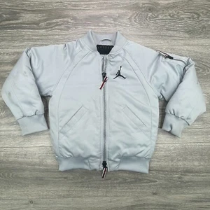 Nike Air Jordan Jacket Boys 7 Gray Bomber Puffer Lined Heavy Warm Winter Jumpman - Picture 1 of 16