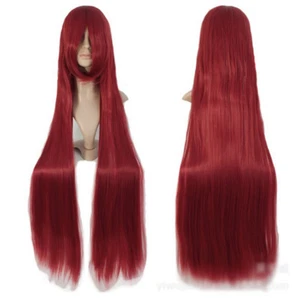 Super Long 100CM Full Wigs Cosplay Costume Halloween Hair Anime Wavy Straight - Picture 1 of 15
