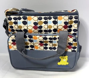 Just For You Diaper Bag Blue Tan Baby Tote Pockets Lunch Zipper - Picture 1 of 4