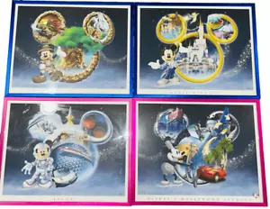 Walt Disney World 4 Park Collector Mickey Mouse LE Lithograph Set FRAMED - Picture 1 of 5