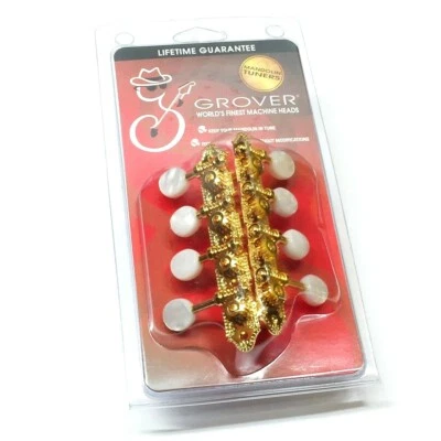 Grover Gold/Pearloid Button Vintage "F" Style Mandolin Tuners/Tuning Pegs 409FVG - Image 1 of 2