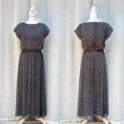 Macacão 1990 cinza calico floral sem mangas perna larga macacão - Imagem 1 de 4