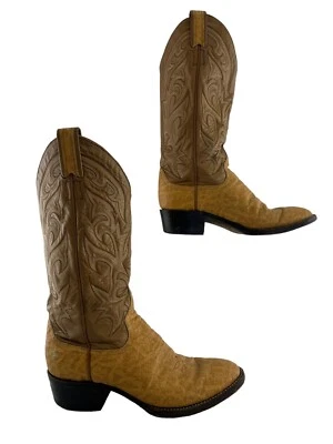 Ladies Larry Mahan Brown / Yellow Leather Western Boots Size 6.5 C *WIDE* - Image 1 of 4