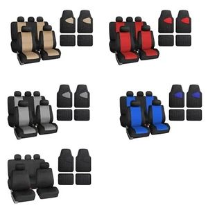 Car Seat Covers Neoprene Universal w/ Tall Channel Trimmable Rubber Floor Mats - Bild 1 von 31