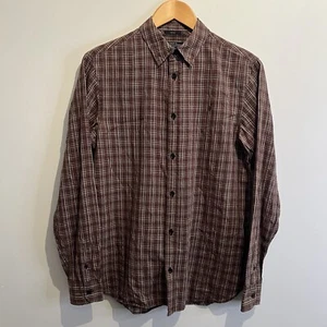 All Saints Lavine Shirt Men’s Size Small Ramskull Plaid Check Brown 100% Cotton - Picture 1 of 12