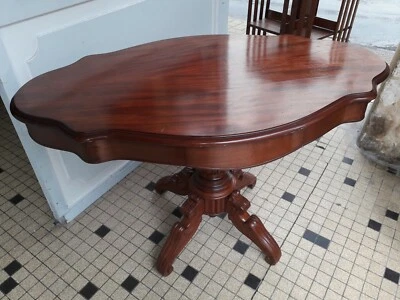 Table violon, guéridon Napoléon III Acajou flammé - Photo 1/4