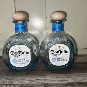 Set Of 2 Empty 750 ML Don Julio Blanco Tequila Bottles with Corks - Picture 1 of 1