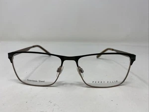 Perry Ellis PE 408-1 55-16-140 Black/Brown Metal Full Rim Eyeglasses Frame 2321 - Picture 1 of 8