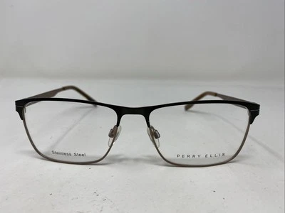 Perry Ellis PE 408-1 55-16-140 Black/Brown Metal Full Rim Eyeglasses Frame 2321 - Image 1 of 4