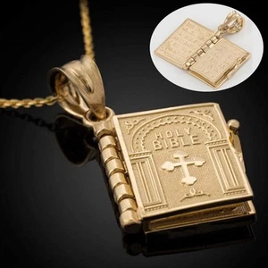 Colgante Cristiano Miniatura Legible Biblia Collar Libro Sagrado Oración Escritura... - Imagen 1 de 6