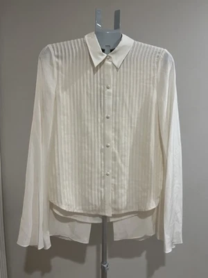 CAMISA DE SEDA ALEXANDER WANG MARFIL PLISADA ESPALDA Talla 10 Foto 1 de 4