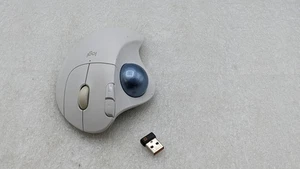 White Logitech ERGO M575 Business Wireless Trackball Mouse Black W/ USB Receiver - Picture 1 of 6