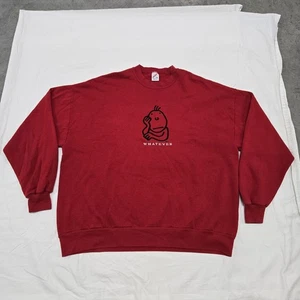 Sudadera Roja Talla 3XL Vintage “WHATEVER” Años 90 Bordada Pullover J Benton Art - Imagen 1 de 9