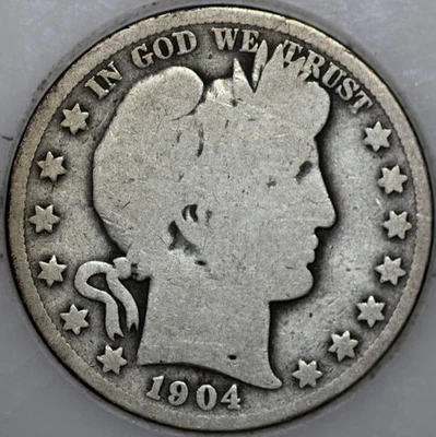 * 1904-P Barber Half Dollar 90% Silver, 100+ years Old As Shown [AN01] - Image 1 of 2