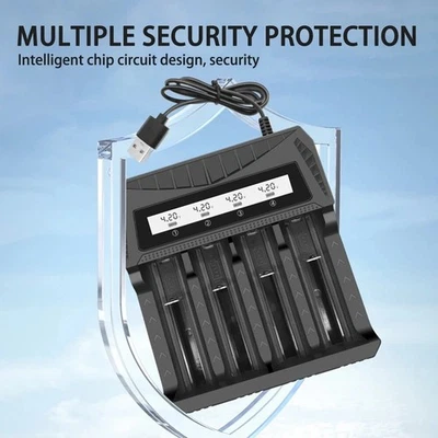 3,7-4,2V Batterieladegerät mit Display für Lithium Batterie NI-MH AA/AAA 2170O/1865O - Bild 1 von 4