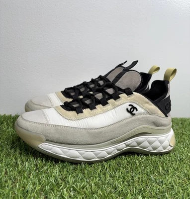 Tamanho 41 (8 EUA) - Couro de bezerro Chanel veludo e fibras mistas marfim | ÓTIMO ESTADO! - Imagem 1 de 4