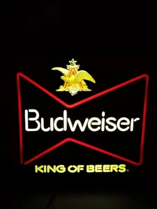 Vintage Budweiser Lighted Beer Bar Sign Budweiser King Of Beers  18” x 18” - Picture 1 of 4