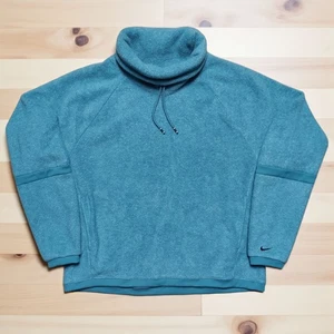 Nike Therma Fleece Cowl Neck Training Top Large Teal Warm Soft Pullover Sweater  - Picture 1 of 11