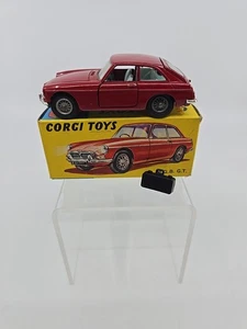 CORGI 327 M.G.B. GT WITH SUIT CASE RED VINTAGE ORIGINAL W BOX - Picture 1 of 13