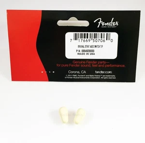 Genuine Fender Aged White Plastic Strat Guitar Pickup Switch Tips Knobs - 2 Pack - Picture 1 of 1