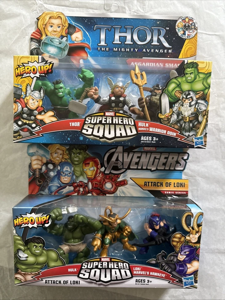 Marvel Super Hero Squad Thor Asgardian Smash Warrior Odin Hulk MIB WOW