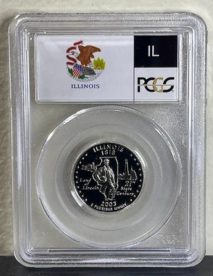 2003-S 25C Clad Illinois Quarter PCGS PR69DCAM-State Flag Series - Image 1 of 2