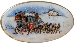 COALPORT Vintage Bone China ovale Winterszene Schmuckschatulle - England - Bild 1 von 3