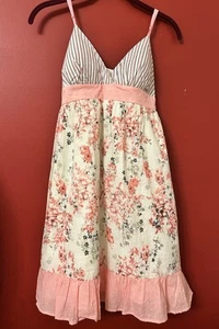 Johnny Martin Cotton Dress Pink Floral Babydoll Ruffles Spaghetti Straps Women 9 - Picture 1 of 14