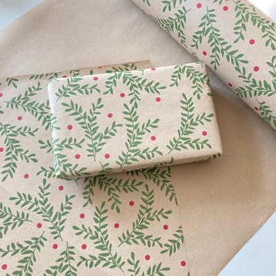 Christmas Wrapping Paper Festive Foliage 50CM Wide Eco Friendly, 100% Recycled