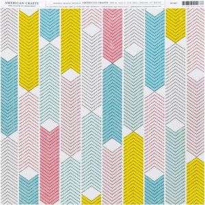 American Crafts Everyday Single-Sided Cardstock 12"X12"-Chevron Stripe - 25 Pack - Picture 1 of 1