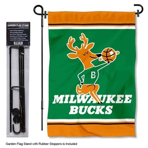 Milwaukee Bucks Hardwood Retro Classics Garden Flag and Yard Stand Included - Picture 1 of 3