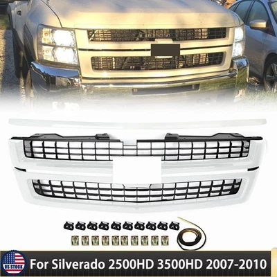 Grille Assembly For Silverado 2500 HD 3500 HD 2007-2010 Summit White & Black Foto 1 de 4
