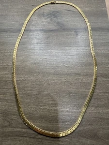 Vintage Monet Gold Tone Panel Chain Link Necklace 26 inch Fold Over Clasp - Picture 1 of 5