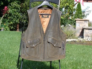 HARLEY DAVIDSON BILLINGS LEATHER JACKET VEST X-LARGE HERITAGE SPRINGRER ROADKING - Bild 1 von 14