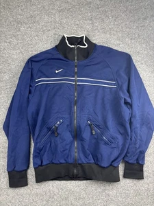 Nike Jacket Mens Medium Blue Black Full Zip Team Swoosh Athletic Track 2000s - Picture 1 of 8