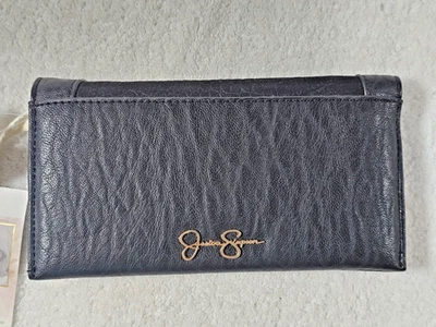 Cartera plegable Jessica Simpson Farah negra meteorito nueva con etiquetas logotipo tachonado precio de venta sugerido por el fabricante $45 Foto 1 de 4