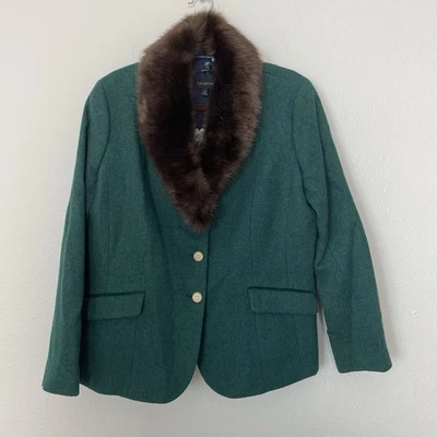 Женская праздничная куртка-блейзер Talbots Aberdeen Green с воротником из искусственного меха 14 - Изображение 1 из 4