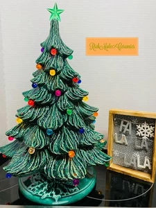 15.5 In Ceramic Christmas Tree , Lights,Hang From Branch - Picture 1 of 2