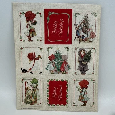 AMERICAN GREETINGS Vtg 1979 Holly Hobbie Christmas Seals Stickers 1 Sheet of 9 Pressure Seals READ